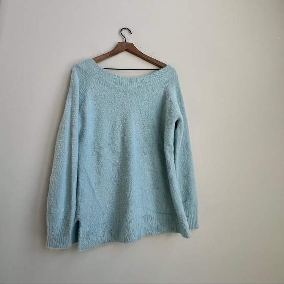 New Boston Proper Baby Blue V-neck Pullover Soft Fuzzy Eyelash Sweater XS - Picture 12 of 12